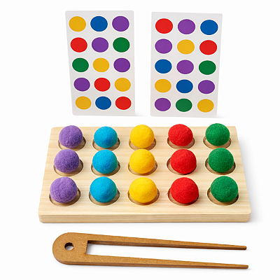 Jogo Sequência de Cores Pompons Pareamento de Cores Coordenação Motora POP IT para Desenvolvimento Motor e Sensorial