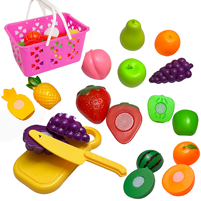 Cestinha de Frutas Infantil com Velcro Kit Faz de Conta Educativo  Ark Toys