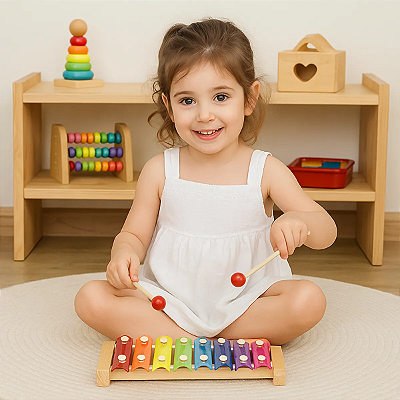 Xilofone Musical Infantil Educativo  8 Notas Colorido Instrumento Musical Toy Mix