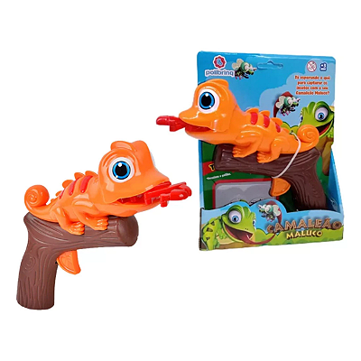 Brinquedo Camaleão Maluco Com Gatilho Na Língua Pega Inseto Polibrinq