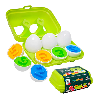 Brinquedo Ovos de Encaixe Cores e Números  Polibrinq