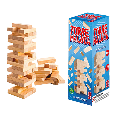 Jogo De Blocos Torre Maluca Em Madeira 39 Peças Pais & Filhos