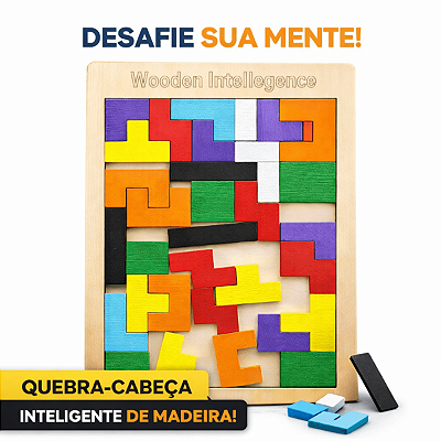 Tetris Quebra-Cabeça de Madeira 40 Peças Jogo Educativo Raciocínio Lógico Coordenação Motora