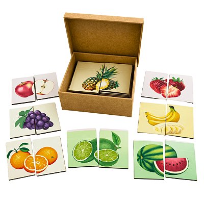 Brinquedo Educativo Quebra Cabeça 2 Partes Frutas Madeira Jumbo Caixa Mdf
