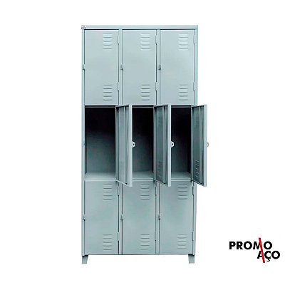 Roupeiro de Aço para Vestiário 9 Portas Médias FT