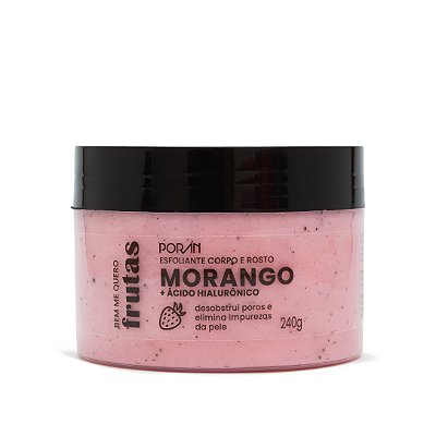 Esfoliante Corpo e Rosto Morango + Ácido Hialurônico Porán 240g