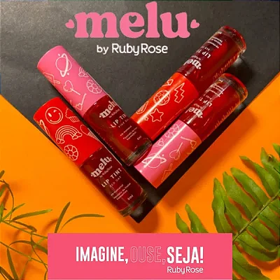 Lip Tint Melu by Ruby Rose - Alta Pigmentação, Longa Duração e Hidratação - Vegano e Cruelty-free