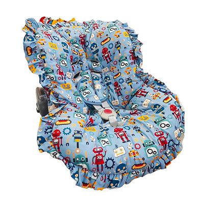 Capa para Bebê Conforto Batistela Baby  Azul Robô | Nani Baby