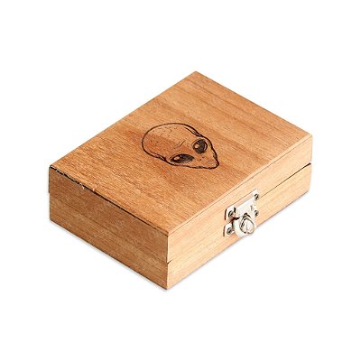 Caixa de Madeira Mini (Box Glass) Wood Burning - Alien