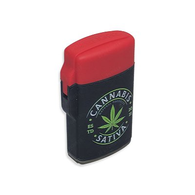 Isqueiro Maçarico Zengaz Cannabis Sativa - Mix Preto Vermelho