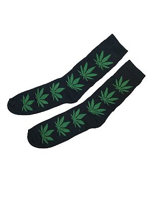 Meias Cannabis - Preto