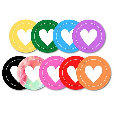 100 Adesivos Mini Coração Cores Sortidas