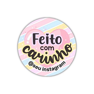 120 Adesivos - Feito Com Carinho (colorido)