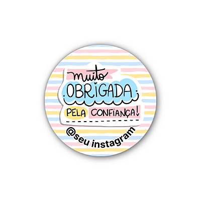 48 Adesivos c/ Instagram - Muito Obrigada Pela Confiança (colorido)