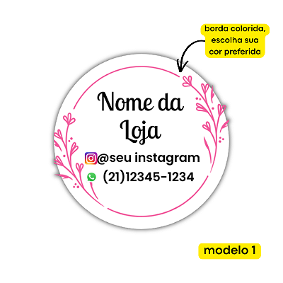 120 Adesivos Logotipo Com Borda Colorida (4 cm)