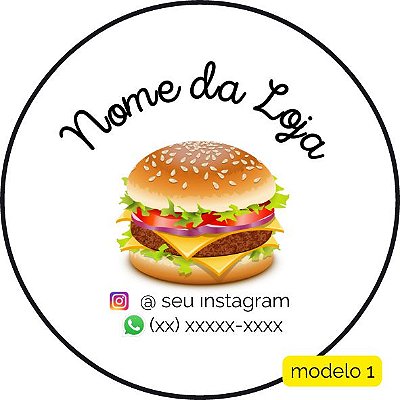 120 Adesivos Logotipo com Hambúrguer (4 cm)