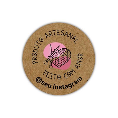 120 Adesivos - Produto artesanal feito com amor (kraft)