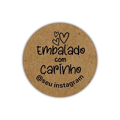 120 Adesivos - Embalado com Carinho (kraft)