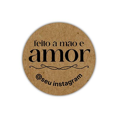 120 Adesivos - Feito À Mão e Amor (kraft)