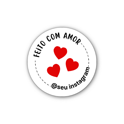 48 Adesivos C/ Instagram - Feito Com Amor (Corações)
