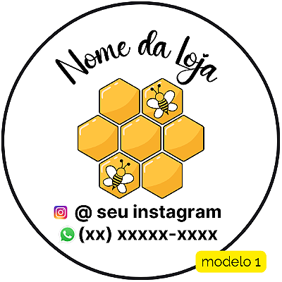 120 Adesivos Logotipo com Mel (4 cm)