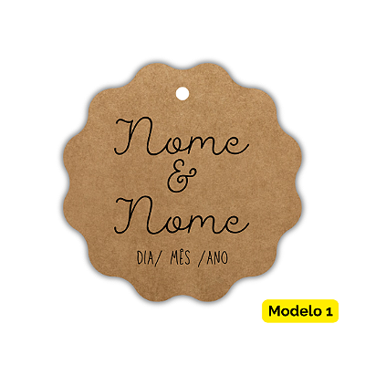 Tag Kraft - Nome & Nome + Data (4cm)