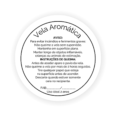 100 und Adesivo instrução de Segurança P/ Vela (4 cm)