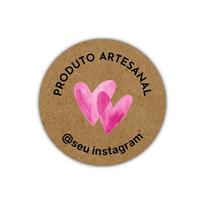 120 Adesivos - Produto artesanal corações (kraft)