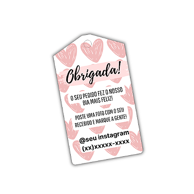 100 Tags - Obrigada! (corações rosas)