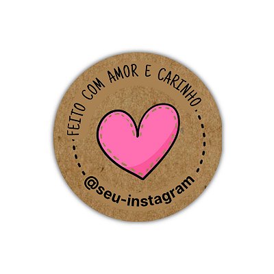 120 Adesivos - Feito Com Amor e carinho (kraft)