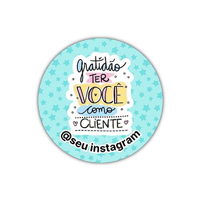 120 Adesivos - Gratidão ter você como cliente (azul)