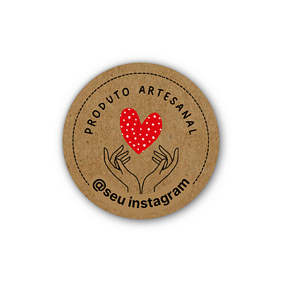 48 Adesivos c/ Instagram - Produto Artesanal (kraft, coração poa)