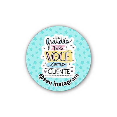 48 Adesivos c/ Instagram - Gratidão Ter Você Como Cliente (azul)