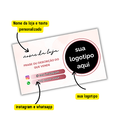 MODELO 3 - Cartão de Visita Com Texto, Instagram e Whatsapp