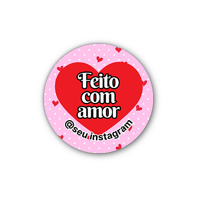120 Adesivos - Feito com amor (coração vermelho)