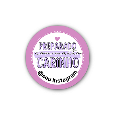 48 Adesivos c/ Instagram - Preparado Com Muito Carinho (lilas)