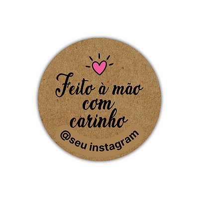 120 Adesivos - Feito À Mão com carinho (kraft)