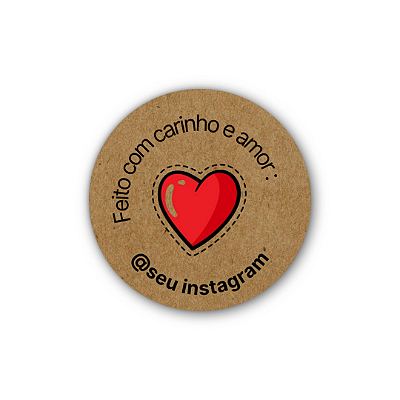 48 Adesivos c/ Instagram - Feito Com Carinho e Amor (kraft)