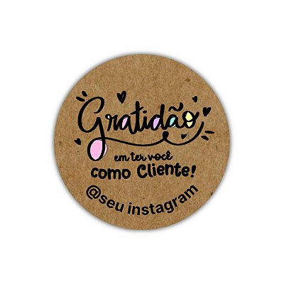 120 Adesivos - Gratidão ter você como cliente 3 (kraft)
