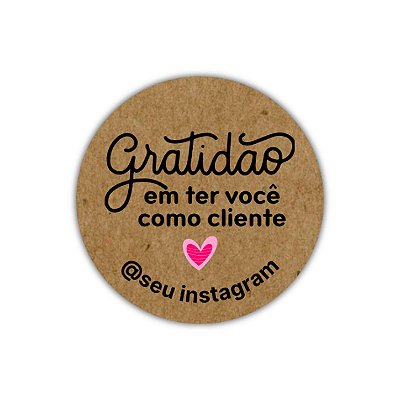 120 Adesivos - Gratidão ter você como cliente 2 (kraft)
