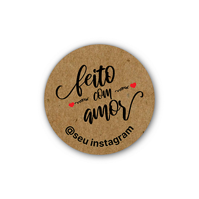 48 Adesivos c/ Instagram - Feito com Amor (kraft)