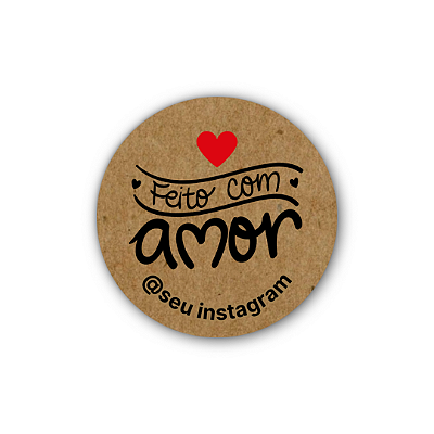 48 Adesivos c/ Instagram - Feito com amor (kraft)