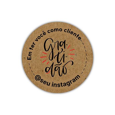 120 Adesivos - Gratidão ter você como cliente (kraft)