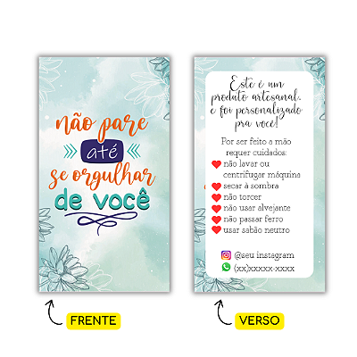 MODELO 3 - 250 Cartões Cuidados  (Texto Personalizável, Instagram e Whatspp)