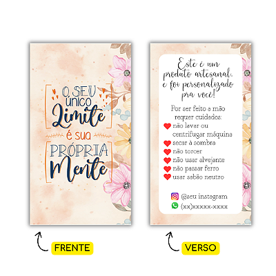 MODELO 13 - 250 Cartões Cuidados  (Texto Personalizável, Instagram e Whatspp)