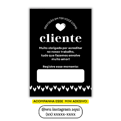 Nº 26 - 100 Mini Panfleto + 100 Mini Adesivos c/ Instagram e Whatsapp