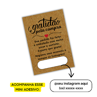 Nº 19 - 100 Mini Panfleto + 100 Mini Adesivos C/ Instagram e Telefone
