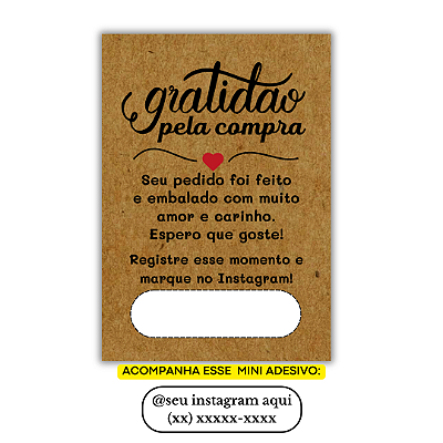 Nº 19 - 100 Mini Panfleto + 100 Mini Adesivos C/ Instagram e Telefone