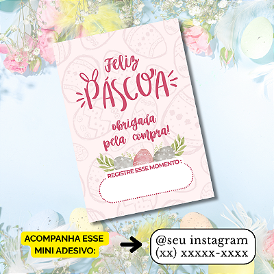 Nº 1 - 50 Mini Panfleto Páscoa + 50 Mini Adesivos c/ Instagram e WhatsApp