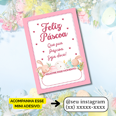 Nº 3- 50 Mini Panfleto Páscoa + 50 Mini Adesivos c/ Instagram e WhatsApp